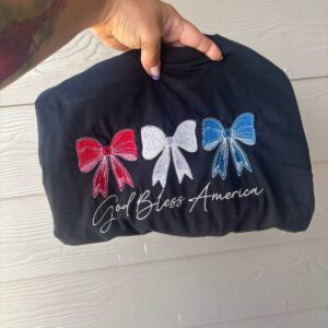God Bless America Embroidered Bows