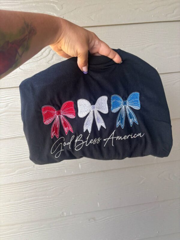 God Bless America Embroidered Bows