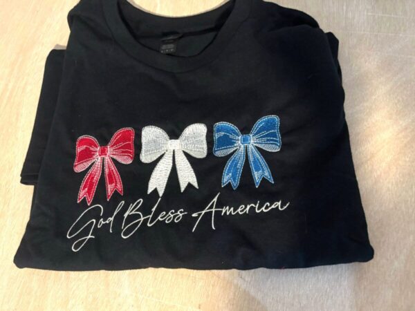God Bless America Embroidered Bows - Image 3